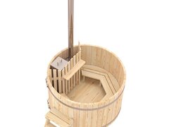 Ciubar din molid Ø 2,4m cu soba interioara din inox 24kW